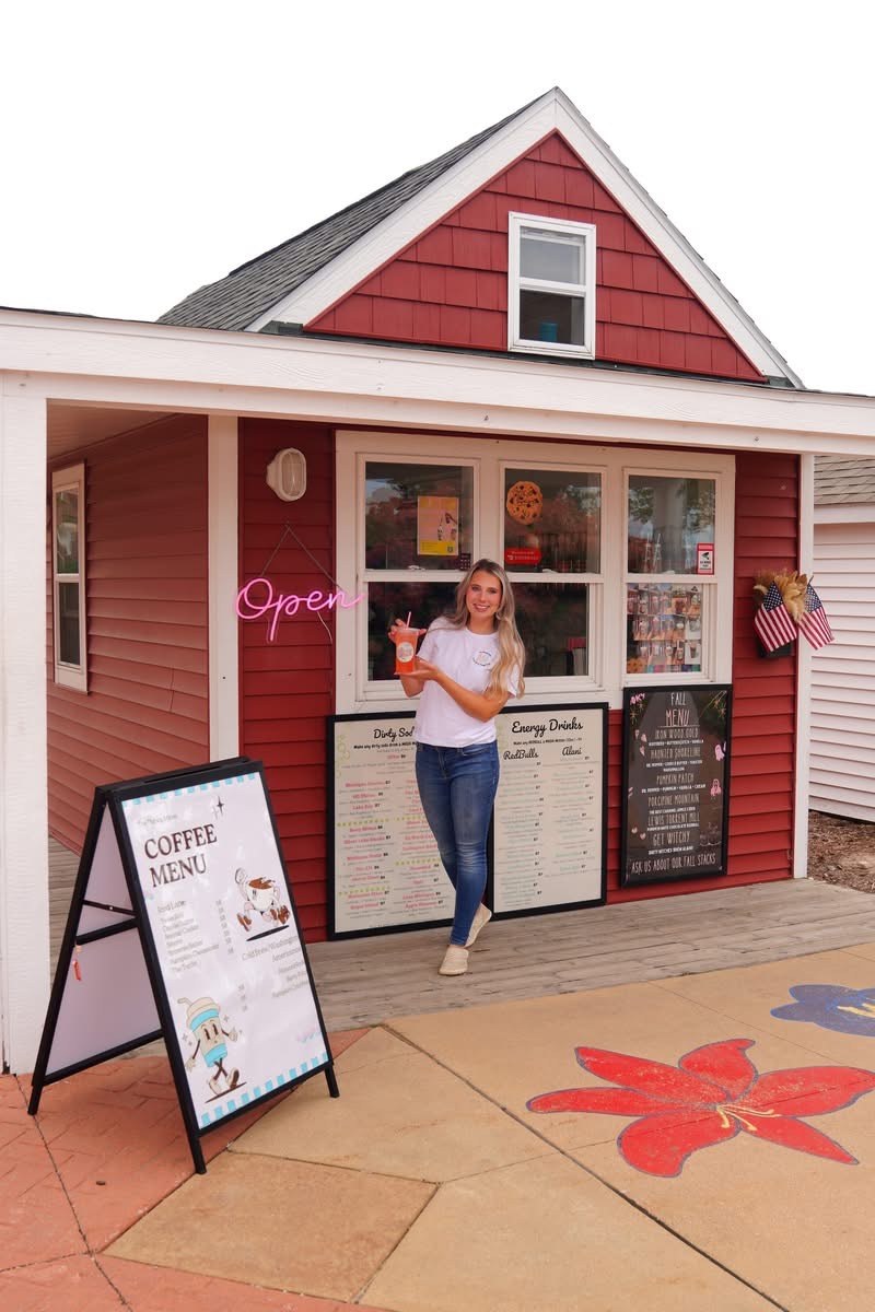 The Thirsty Mitten red chalet at Western Market in downtown Muskegon